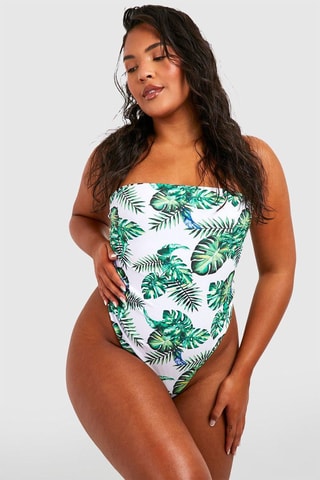 Maillot 1 pièce bustier réversible - Marron et blanc