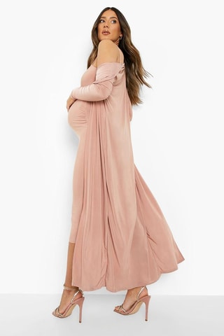 Robe fourreau et gilet long de maternité - Rose
