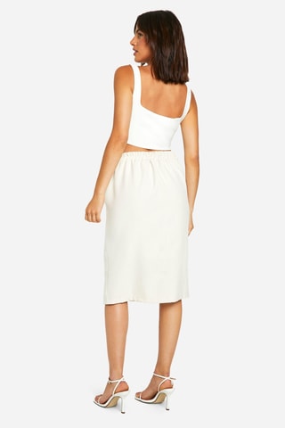 Jupe midi taille haute - Beige