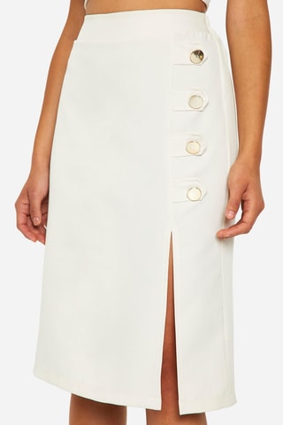 Jupe midi taille haute - Beige