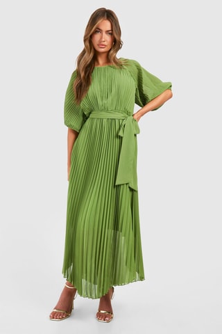 Robe plissée - Vert olive