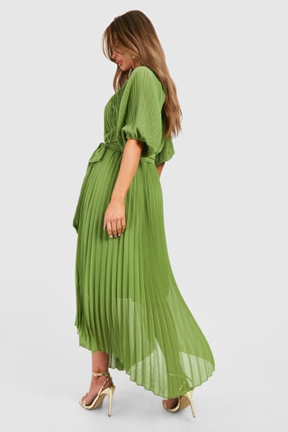 Robe plissée - Vert olive