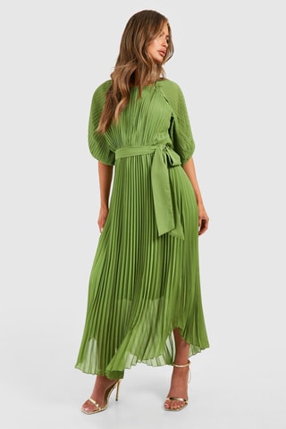 Robe plissée - Vert olive