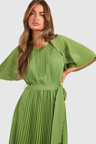 Robe plissée - Vert olive