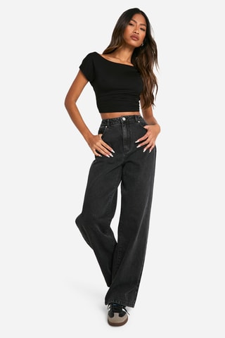 Jean boyfriend taille haute - Noir