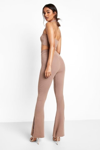 Crop top et pantalon taille haute - Marron