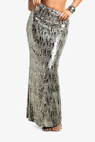 Jupe longue taille haute - Argenté