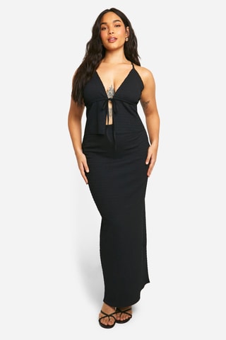 Top et jupe longue taille haute - Noir