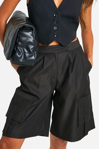 Bermuda cargo taille haute - Noir