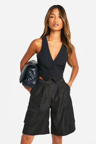 Bermuda cargo taille haute - Noir