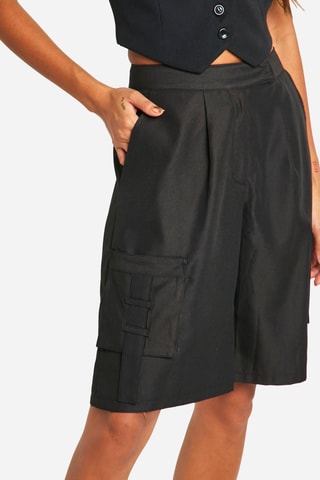 Bermuda cargo taille haute - Noir