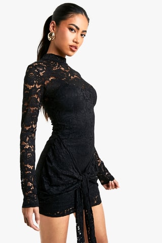 Robe fourreau en dentelle - Noir