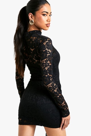 Robe fourreau en dentelle - Noir