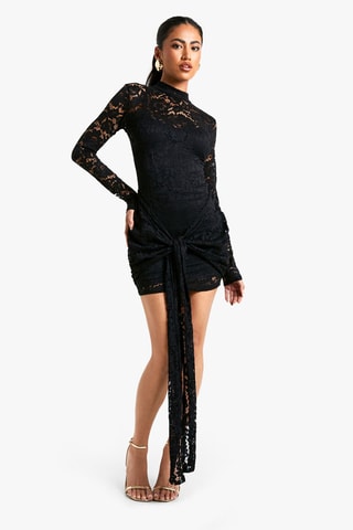 Robe fourreau en dentelle - Noir