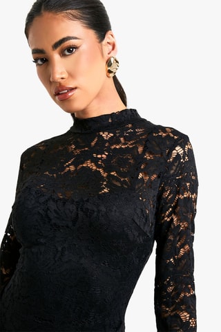 Robe fourreau en dentelle - Noir