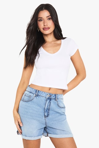 Short mom en jean - Bleu clair