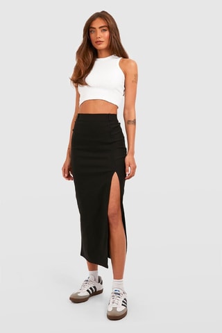 Jupe midi taille haute - Noir