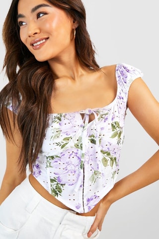 Crop top - Blanc et mauve