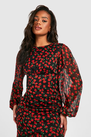 Robe midi - Rouge et noir