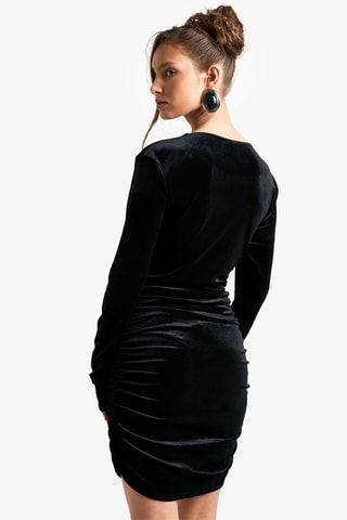 Robe fourreau en velours - Noir