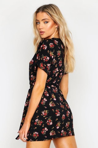 Robe droite - Noir et rose