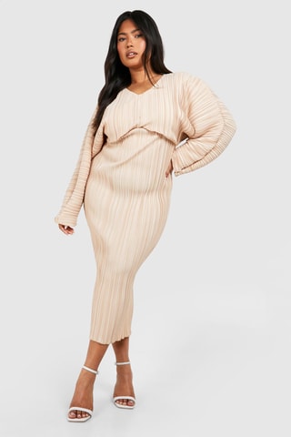 Robe plissée - Beige