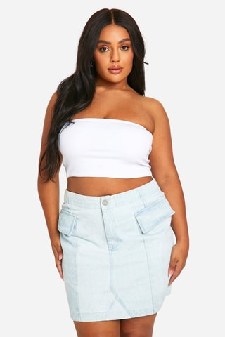 Minijupe en jean taille haute - Bleu clair