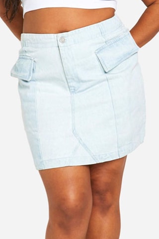 Minijupe en jean taille haute - Bleu clair
