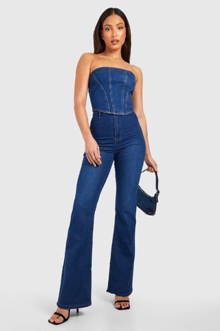 Jean flare taille haute - Bleu foncé