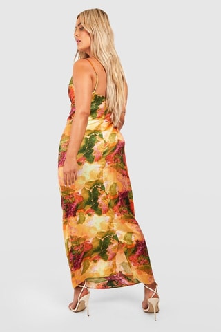 Robe longue - Orange et vert foncé