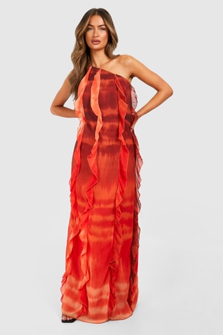 Robe asymétrique tie and dye - Orange