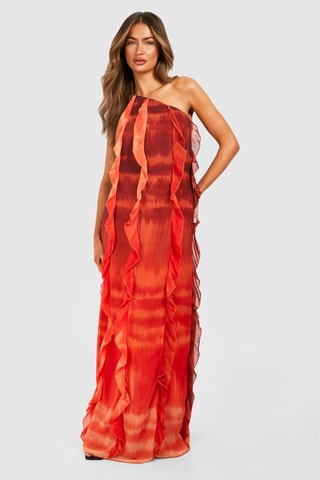 Robe asymétrique tie and dye - Orange