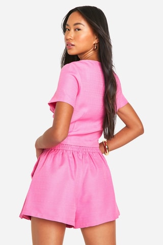 Jupe-short taille haute - Rose