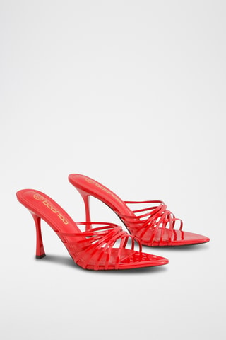 Mules à talons vernies - Rouge