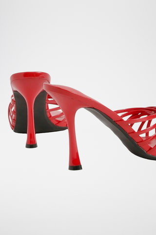 Mules à talons vernies - Rouge