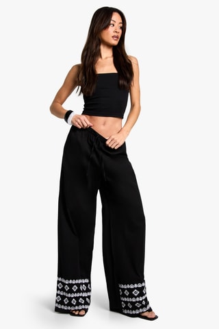 Pantalon wide legs taille haute - Noir