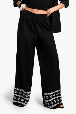 Pantalon wide legs taille haute - Noir