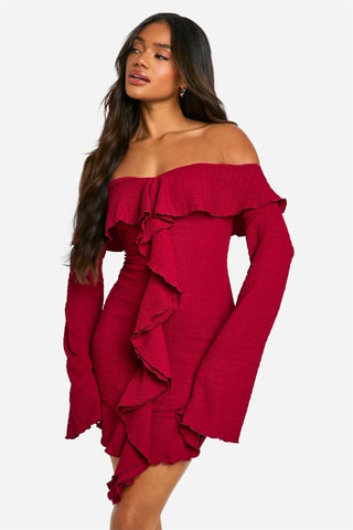 Robe volantée - Rouge framboise