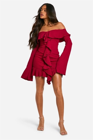 Robe volantée - Rouge framboise