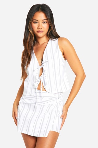 Jupe portefeuille taille haute - Blanc