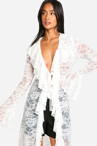 Kimono en dentelle - Blanc