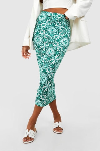 Jupe midi taille haute - Vert