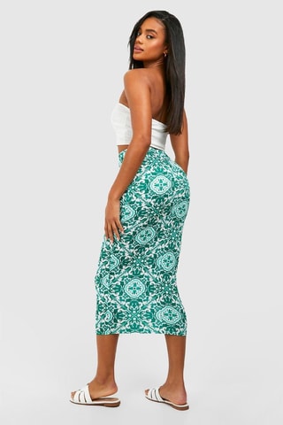 Jupe midi taille haute - Vert