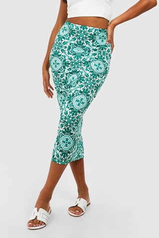 Jupe midi taille haute - Vert