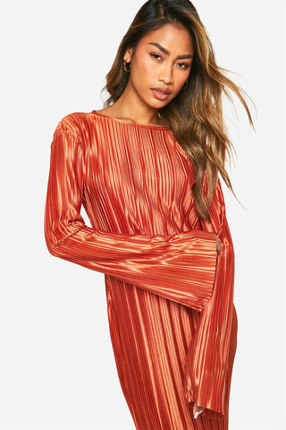 Robe plissée - Rouge brique