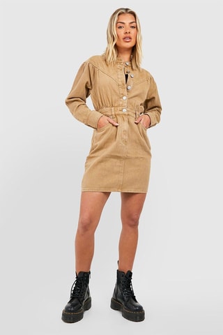 Robe droite en jean - Marron clair