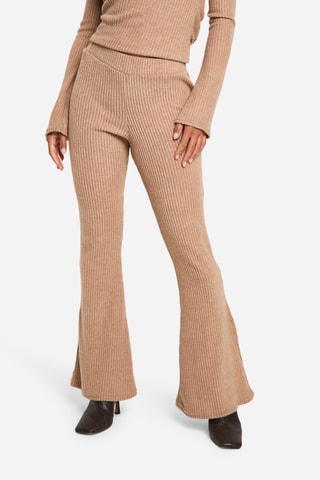 Pantalon flare taille haute - Camel chiné