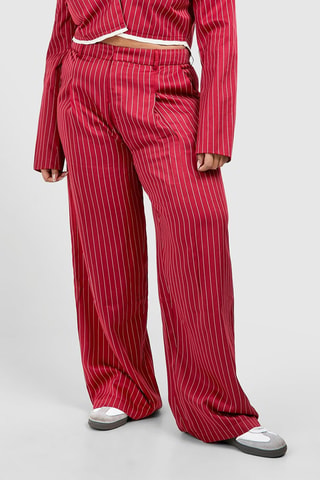 Pantalon wide legs taille haute - Rouge