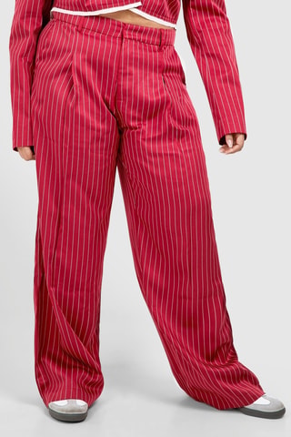 Pantalon wide legs taille haute - Rouge