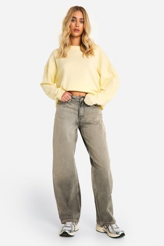 Jean straight taille haute - Gris foncé